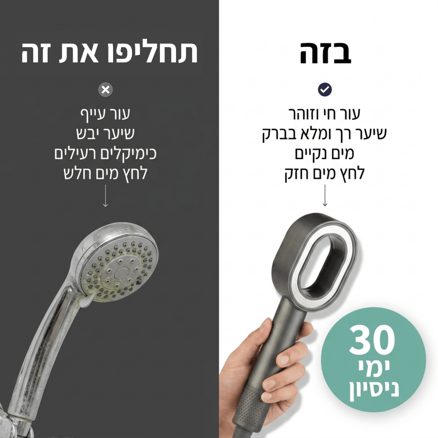 SolHead - ראש מקלחת מסנן לשיקום השיער והעור